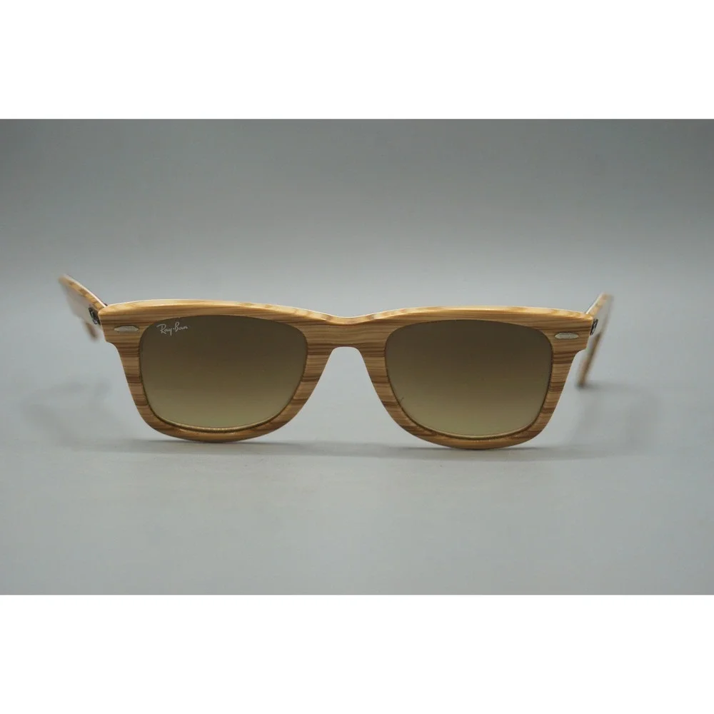Ray-Ban Wayfarer RB2140 1139/85 Wood Grain Floral Print Sunglasses Brown Tan